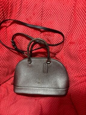 Coach Silver Saffiano Dome Satchel with Crossbody Strap